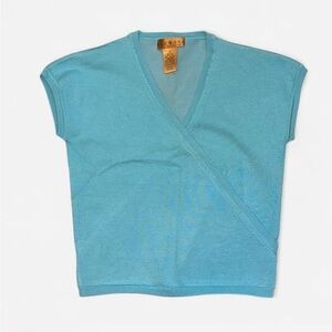 Essendi NWT blue vintage 90s surplice wrap crop top size S